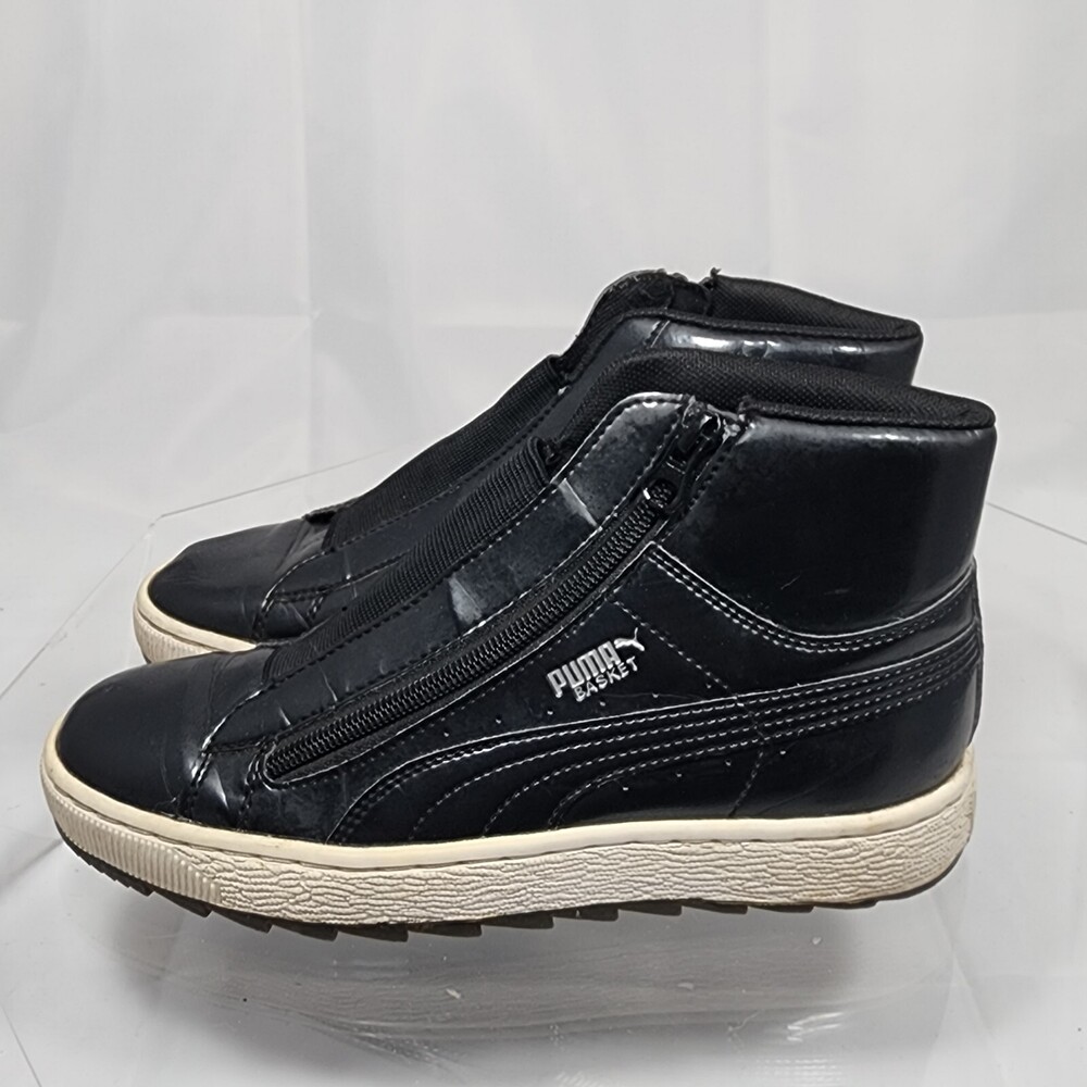 Puma Basket Winter Mid Women 7.5 Patent Synthetic Leather Side Zipper Sneakers
